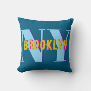 BROOKLYN NY blue grey bklyn stylish Cushion