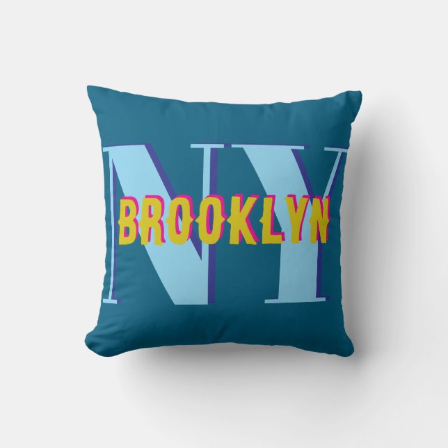 BROOKLYN NY blue grey bklyn stylish  Cushion (Front)