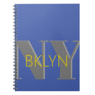 BROOKLYN NY blue grey bklyn stylish notebook