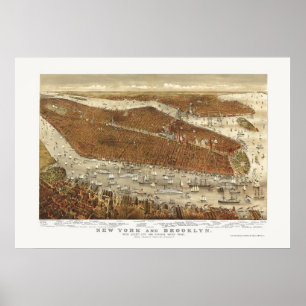 Brooklyn, NY Panoramic Map - 1877  Poster