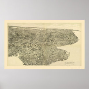 Brooklyn, NY Panoramic Map - 1897 Poster