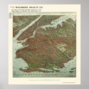 Brooklyn, NY Panoramic Map - 1908 Poster