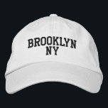 BROOKLYN NY Simple Black on White Embroidered Hat<br><div class="desc">Minimalist BROOKLYN NY Black embroidered on White cotton hat. Black embroidery is customisable to other colour choices by selecting the "Edit Design" tool button. Also available is the option to select choice of hat colour on the main item page.</div>