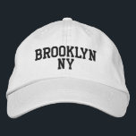 BROOKLYN NY Simple Black on White Embroidered Hat<br><div class="desc">Minimalist BROOKLYN NY Black embroidered on White cotton hat. Black embroidery is customisable to other colour choices by selecting the "Edit Design" tool button. Also available is the option to select choice of hat colour on the main item page.</div>