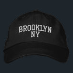BROOKLYN NY Simple White on Black Embroidered Hat<br><div class="desc">Minimalist BROOKLYN NY White embroidered on Black cotton hat. White embroidery is customisable to other colour choices by selecting the "Edit Design" tool button. Also available is the option to select choice of hat colour on the main item page.</div>
