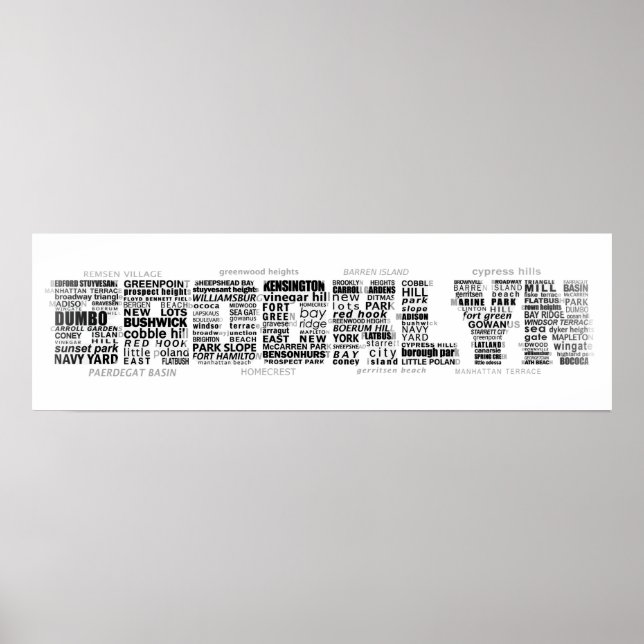 Brooklyn NY Typography Design Poster (Front)