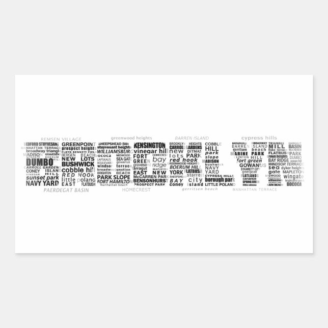Brooklyn NY Typography Design Rectangular Sticker (Front)