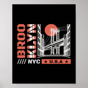 Brooklyn NYC Bridge Graphic Urban New York Poster
