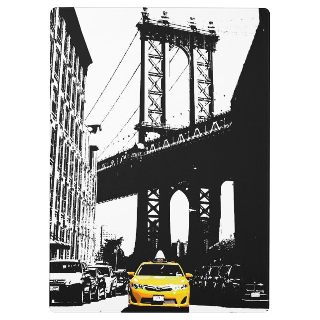 Brooklyn Nyc New York City Pop Art Yellow Taxi Clipboard (Back)