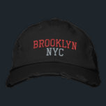 BROOKLYN NYC Pink and Black Vintage Style Embroidered Hat<br><div class="desc">BROOKLYN NYC Pink embroidery on Black distressed vintage style cotton hat. Embroidery is customisable to other colour choices by selecting the "Edit Design" tool button. Also available is the option to select choice of hat colour on the main item page.</div>