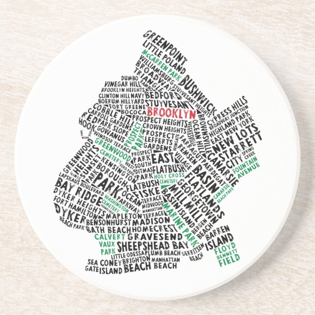 Brooklyn NYC Typography Map Coaster (Front)