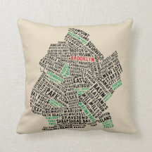 Brooklyn NYC Typography Map Cushion