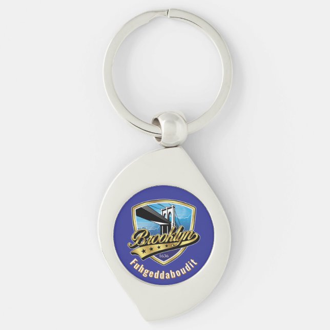  Brooklyn Shield and Swoosh Design Key Ring (Front)