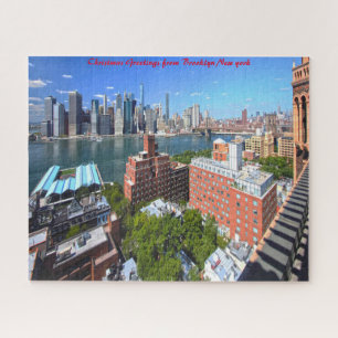 Brooklyn Skyline.Christmas Greetings Jigsaw Puzzle