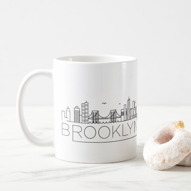 Brooklyn Stylised Skyline Coffee Mug (With Donut)