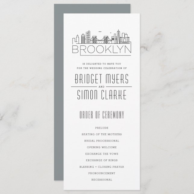 Brooklyn Stylised Skyline | Wedding Program Invitation (Front/Back)