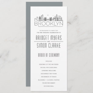 Brooklyn Stylised Skyline   Wedding Program Invitation