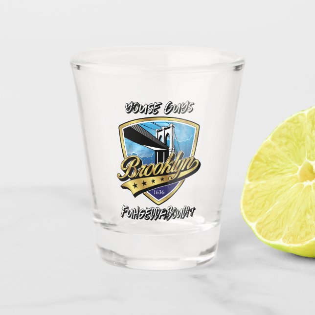Brooklyn Swoosh Logo Design Shot Glass (Front)