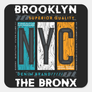 Brooklyn the bronx new york city square sticker