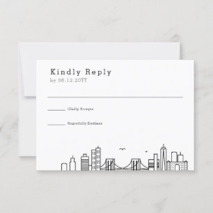 Brooklyn Wedding   Stylised Skyline RSVP Card