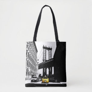 Brooklyn Yellow Taxi Nyc New York City Black Chic Tote Bag