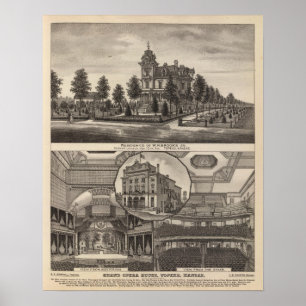 Brooks residence and Grand Opera House, Kansas Poster
