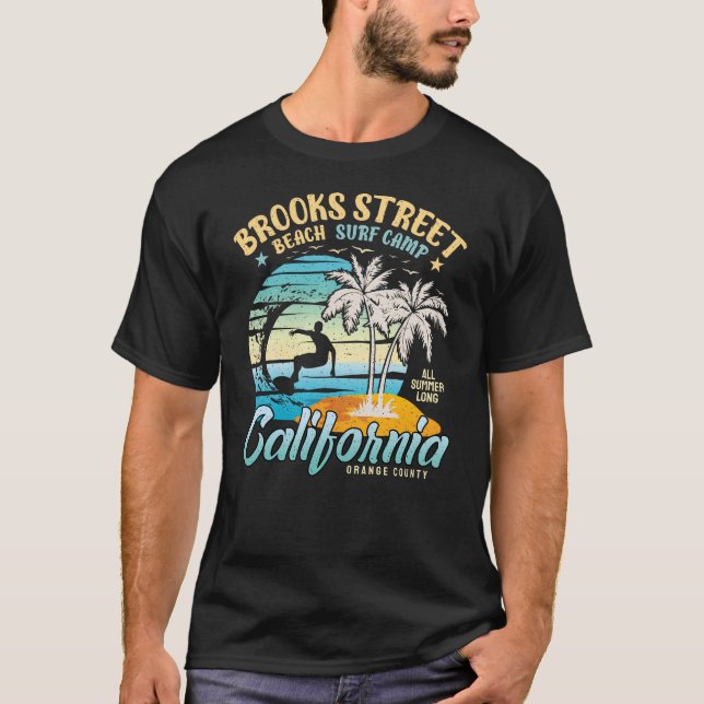 Brooks Street Beach Surf Camp Surfing California T-Shirt (Front)