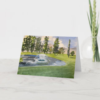 Brookside Golf Course No. 17 Watercolor Thank You Card