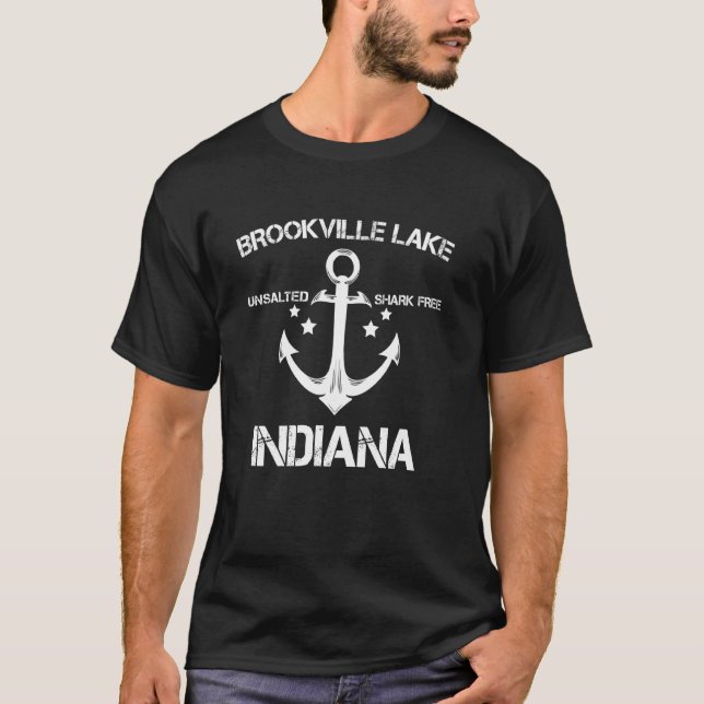 Brookville Lake Indiana Funny Fishing Camping Summ T-Shirt (Front)