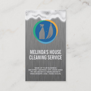 Broom Bottle Spray Logo Cleaning Services Soap Business Card