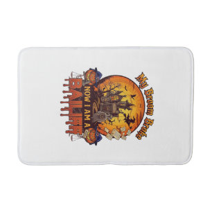 Broom Broke Bailiff Halloween Ghost Court Pumpkins Bath Mat