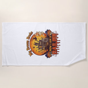 Broom Broke Bailiff Halloween Ghost Court Pumpkins Beach Towel