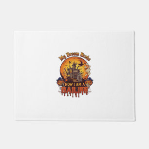 Broom Broke Bailiff Halloween Ghost Court Pumpkins Doormat