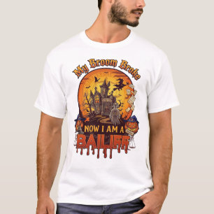 Broom Broke Bailiff Halloween Ghost Court Pumpkins T-Shirt