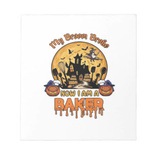 Broom Broke Baker Halloween Witch Chef Pumpkin_1 Notepad