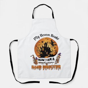 Broom Broke Band Director Halloween Haunted House Apron