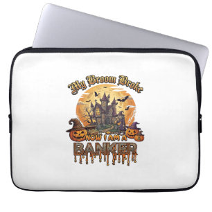 Broom Broke Banker Halloween Haunted House Witch P Laptop Sleeve