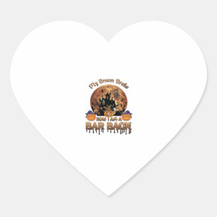 Broom Broke Bar Back Halloween Haunted House Witch Heart Sticker