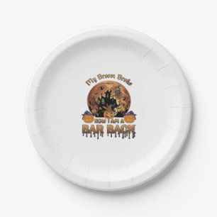 Broom Broke Bar Back Halloween Haunted House Witch Paper Plate