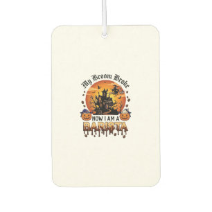 Broom Broke Barista Halloween Witch Coffee Pumpkin Car Air Freshener