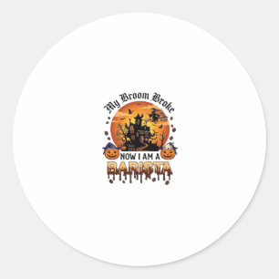 Broom Broke Barista Halloween Witch Coffee Pumpkin Classic Round Sticker