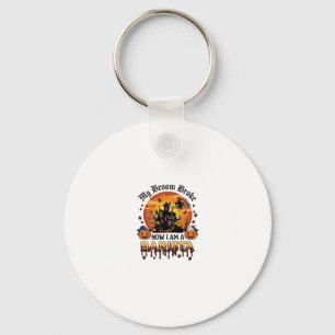 Broom Broke Barista Halloween Witch Coffee Pumpkin Key Ring