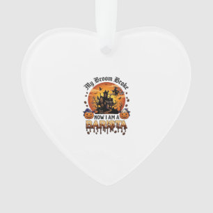 Broom Broke Barista Halloween Witch Coffee Pumpkin Ornament