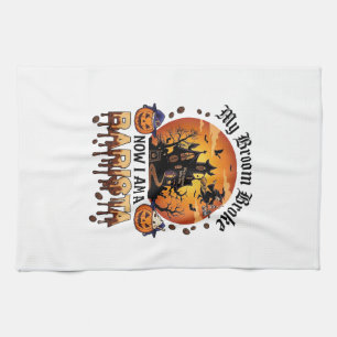 Broom Broke Barista Halloween Witch Coffee Pumpkin Tea Towel