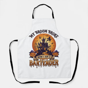 Broom Broke Bartender Halloween Haunted House Witc Apron