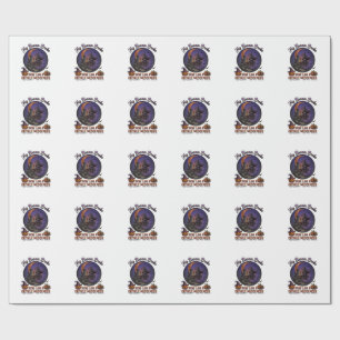 Broom Broke Bicycle Messenger Witch Halloween Moon Wrapping Paper