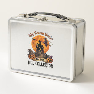 Broom Broke Bill Collector Halloween Haunted House Metal Lunch Box