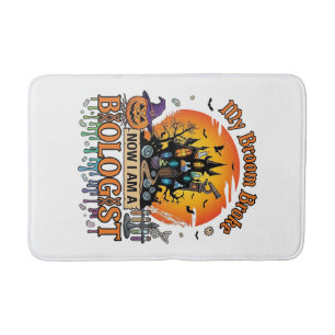 Broom Broke Biologist Halloween Haunted Castle Pum Bath Mat