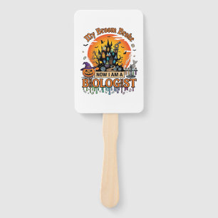 Broom Broke Biologist Halloween Haunted Castle Pum Hand Fan