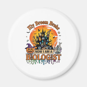 Broom Broke Biologist Halloween Haunted Castle Pum Magnet
